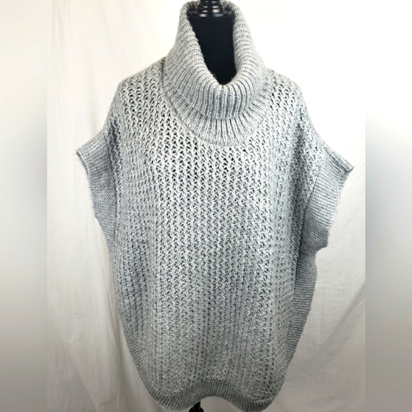 Lauren Conrad Gray Sweater Poncho One Size Fits Most - Picture 1 of 7